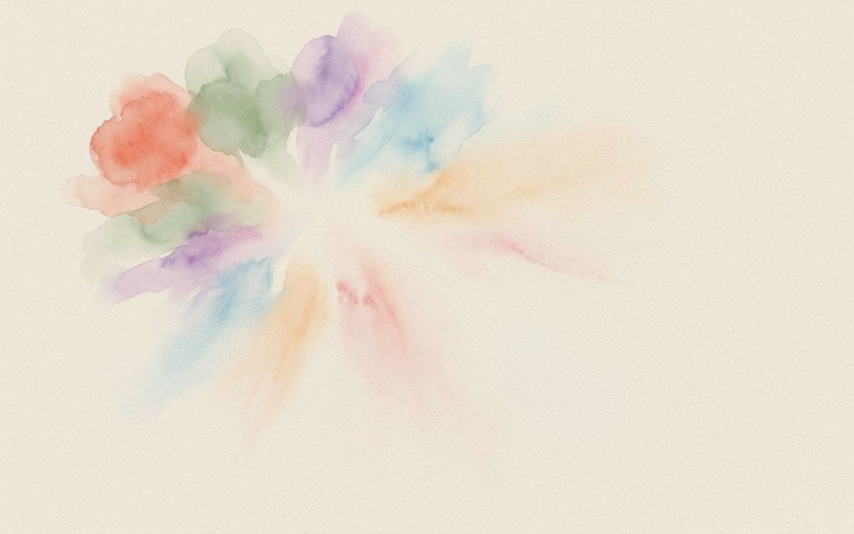 Soft watercolor bloom in the site's palette on textured paper